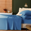 Jogo de Cama Treccenti Percal 300 fios Azul Artico - Queen