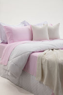 Jogo de Cama Toque Aveludado Basicasa Listra Rosa - Solteiro